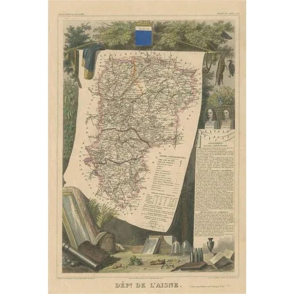 Antique Map of the Department of Laisne For Sale - Image 6 of 6