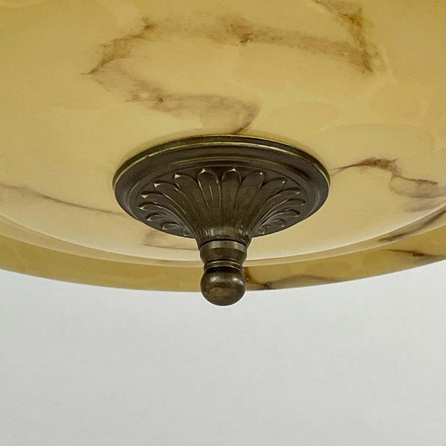 Art Deco Marbled Opaline Glass and Brass Pendant, Germany, 1930s For Sale - Image 6 of 18