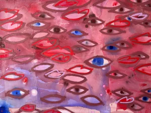 "Lip Service" Abstract Painting