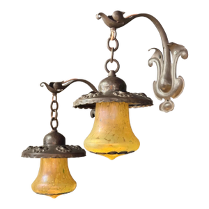 Pair of Early 1900’s Austrian Jeweled Sconces With Glass Shades