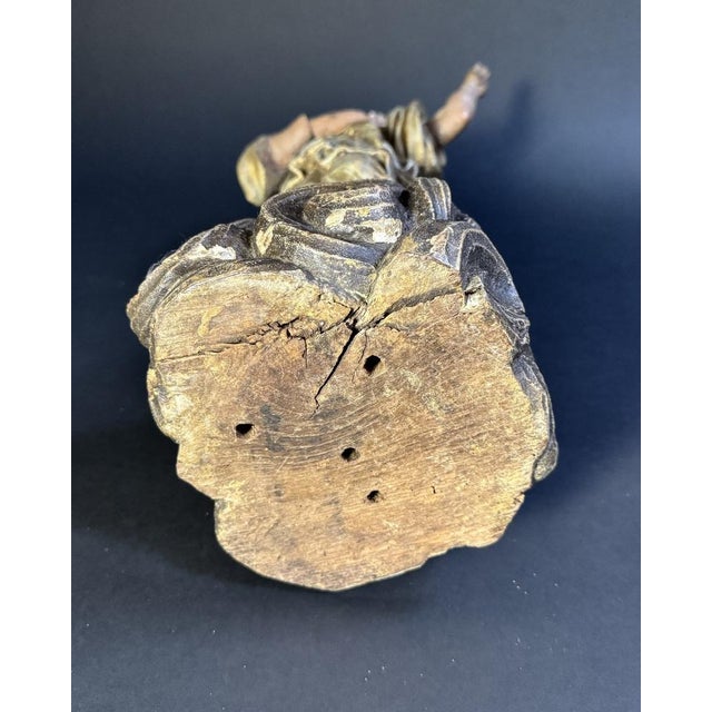 Lombard Artist, Polychrome Sculpture Depicting an Angel, 17th Century, Wood For Sale - Image 16 of 17