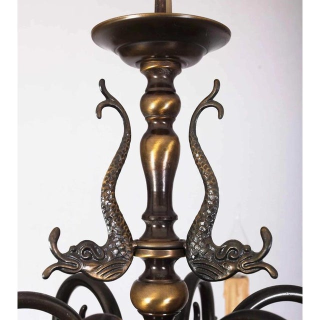 Large two-story chandelier with fish. Twelve-arm design. The chandelier is fully functional with checked copper wiring....