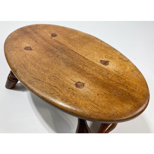 Vintage Wooden Turned Leg Milking Stool For Sale - Image 9 of 9