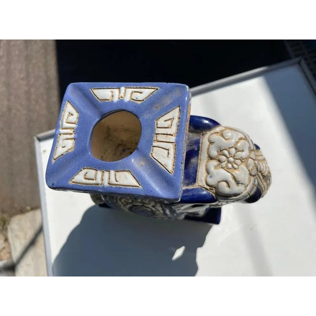Blue Hollywood Regency Chinese Blue Elephant Garden Plant Stand For Sale - Image 8 of 11