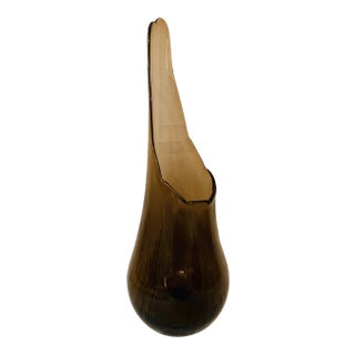 Vintage Fayette-Style Oversized “Gourd Art” Glass Vase in a Smokey Quartz Color For Sale
