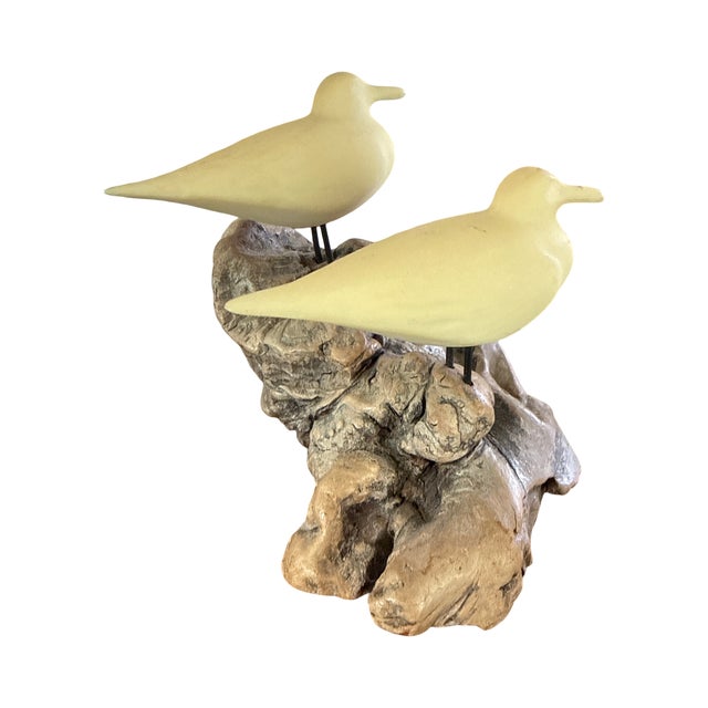 Contemporary 1970s Organic Modern Shorebird Sculpture on Burl Wood Base For Sale - Image 3 of 6