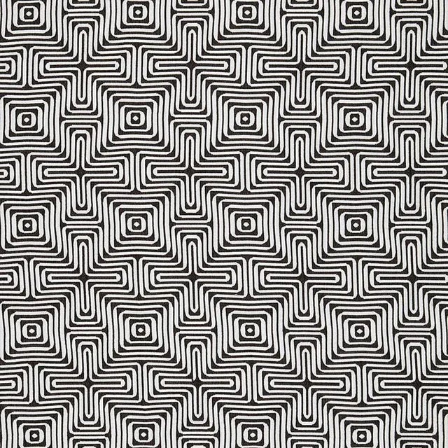 Sample - Schumacher X Trina Turk Amazing Maze Indoor & Outdoor Fabric in Kohl For Sale
