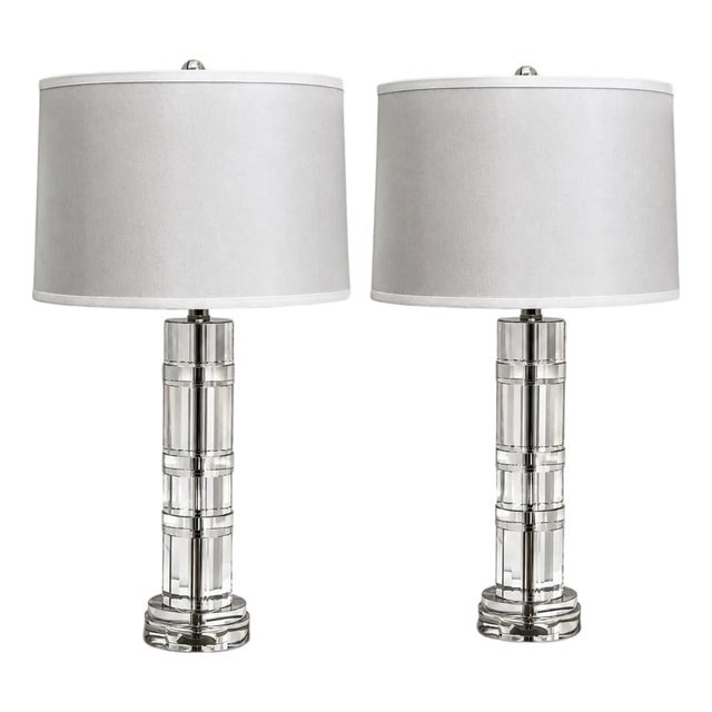 Ralph Lauren Crystal Column Lamps - A Pair For Sale