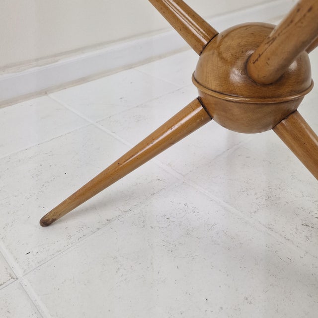 Mid-Century Modern Tripod Table in Wood and Glass attributed to Cesare Lacca, Italy, 1950s For Sale - Image 12 of 14