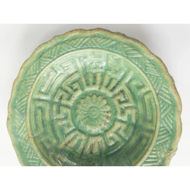 Chinese 17th Century or Earlier Han or Tang Style Green Glazed Molded Plate For Sale - Image 3 of 9