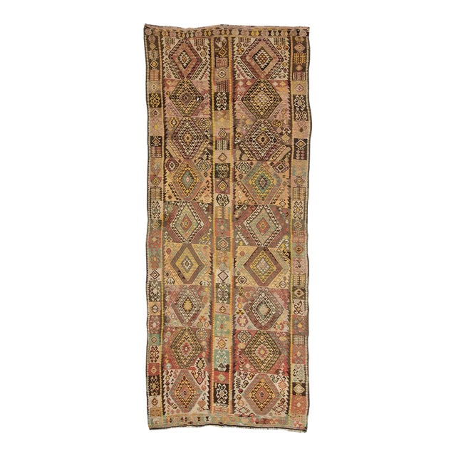 Vintage Turkish Wool Kars Kilim Rug For Sale