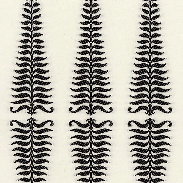 Sample - Schumacher Fern Tree Fabric in Noir/Creme For Sale