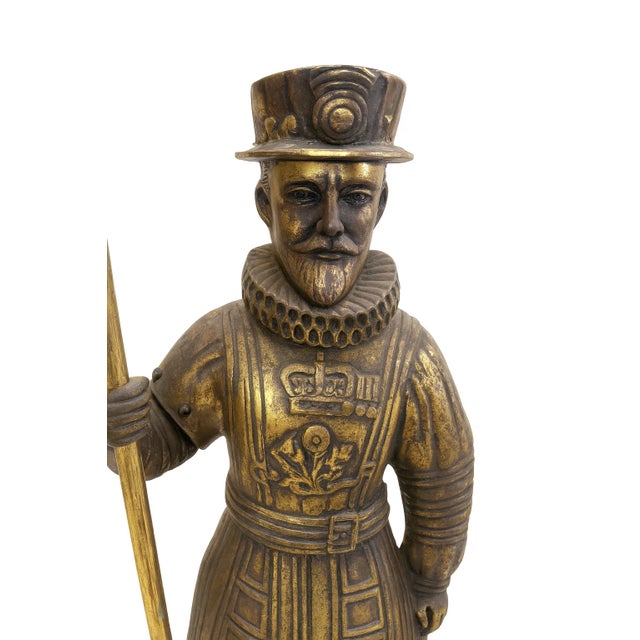 English Vintage Cast Metal Beefeater Guard Statue — 32″ Tall — English Traditional For Sale - Image 3 of 10