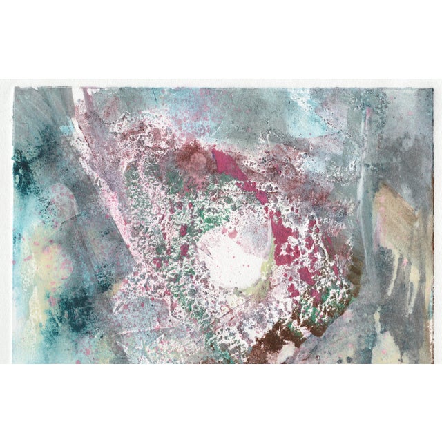 1990s 1990s Magenta and Teal Abstracted Figurative Textured Monoprint by David Stephens For Sale - Image 5 of 9
