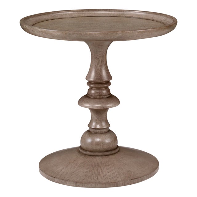 Casa Bella Turned Pedestal Table - Timber Gray Finish For Sale