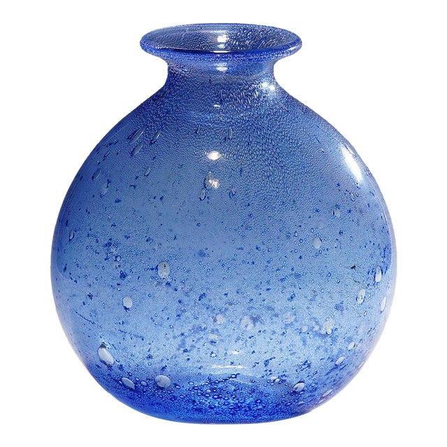 Monumental Ercole Barovier - Barovier & Toso Efeso Blue Vase 1964 For Sale