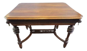 1890s Antique Hand Carved Jacobean Style Dining Table Carved Lions