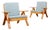 Armchairs with Wooden Frame and Seat and Back in Fabric, Set of 2 For Sale