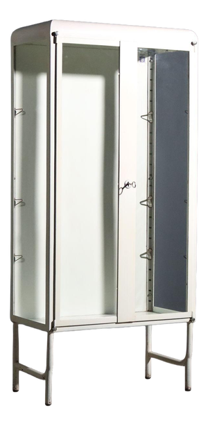Vintage Industrial Showcase in Enamelled Metal and Glass, 1960s