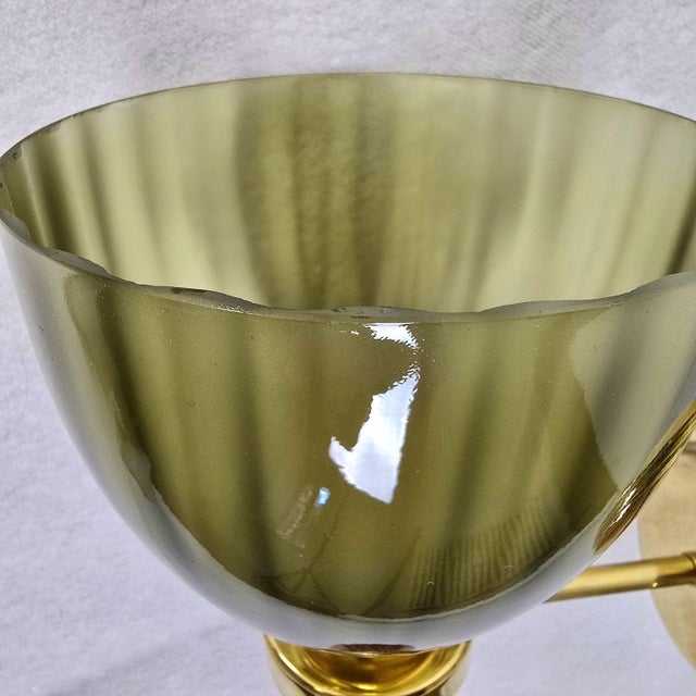 Metal 1980s Olive Green, Terracotta Murano Sconces - a Pair For Sale - Image 7 of 10