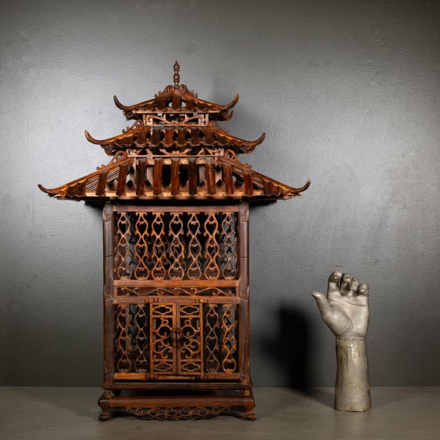 Antique Vietnamese Pagoda Bird Cage For Sale - Image 12 of 12