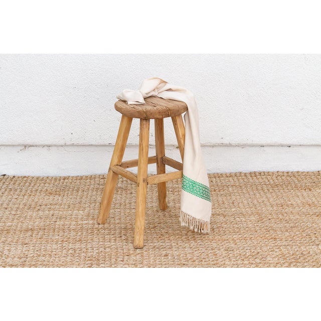 Wood Ranch Style Round Stool With Timeworn Patina For Sale - Image 7 of 7