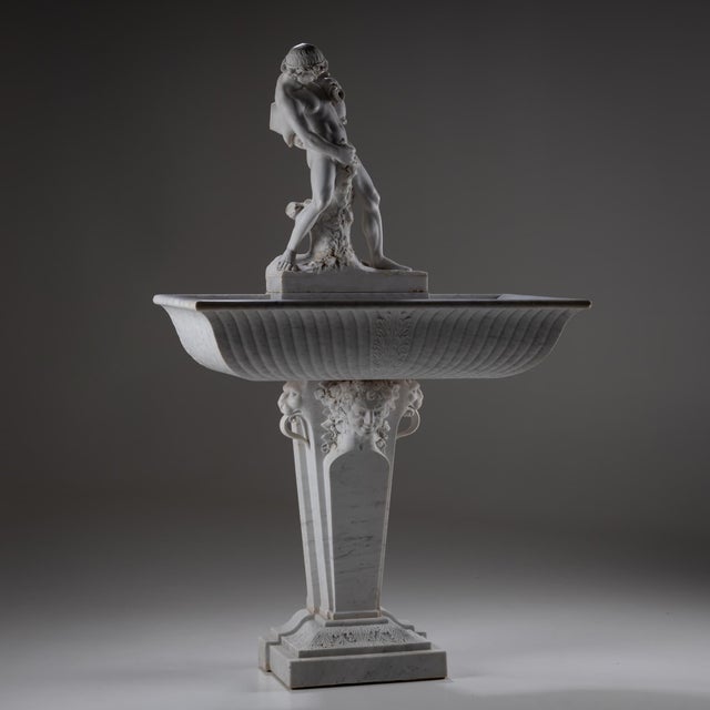 Marble Wall Fountain with Satyr, 19th Century For Sale - Image 3 of 18