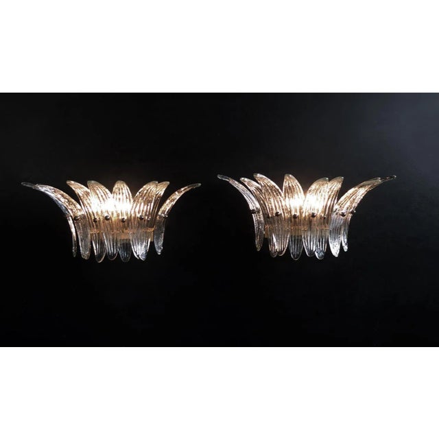 Mid-Century Modern Palmette Crystal Glass Sconces - a Pair For Sale - Image 3 of 6