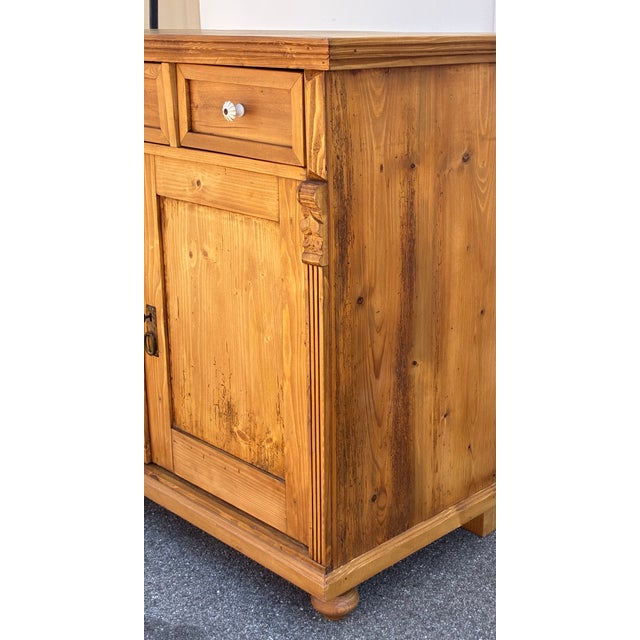 1920s Pine Two Door Three Drawer Dresser Base, Hungary For Sale - Image 5 of 18