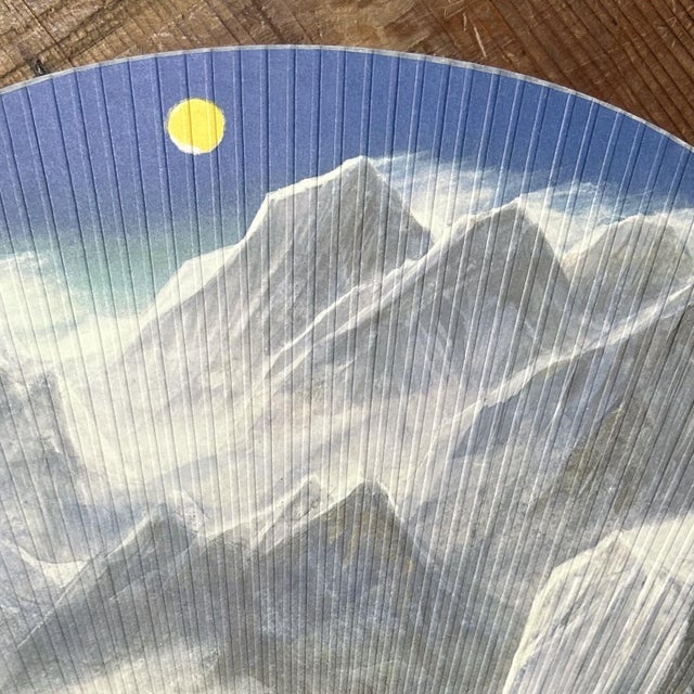 Wood Japanese Himalaya and Moon Takashimaya Fan by Hōrin, 1960s For Sale - Image 7 of 11