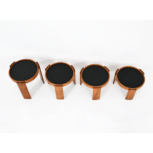 Tan Model 780 Nesting Tables by Gianfranco Frattini for Cassina, 1960s, Set of 4 For Sale - Image 8 of 12