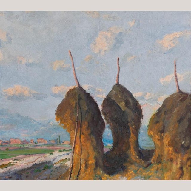 Ramon Trulls Pons, Impressionist Haystack Landscape, Oil on Canvas For Sale - Image 4 of 9