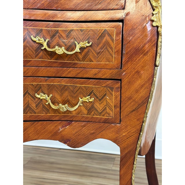 Vintage French Louis XV Style Marble Top Commode Bombe Chest For Sale - Image 16 of 18