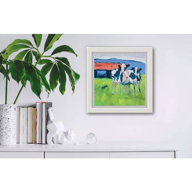 Modern Narratives & Animals — Curious Cows Original oil painting by Lisa Haas Eckle, 10 x 10 unframed on linen panel,...