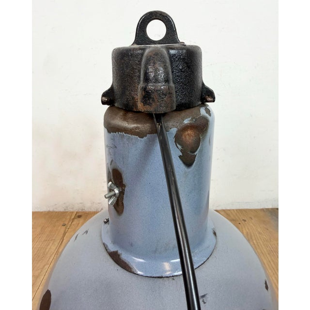 Bauhaus Industrial Grey Enamel Pendant Lamp from Elektrosvit, 1930s For Sale - Image 15 of 18