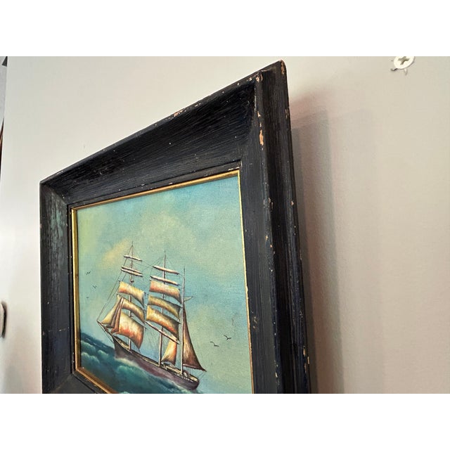 Nautical Seascape Oil on Canvas Board, Signed Beal 1974, Framed For Sale - Image 4 of 9