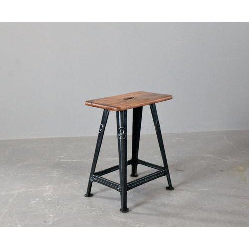Black Industrial Factory Stool by Rowac, 1920s For Sale - Image 8 of 8