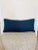 14” X 31” Designer Linen Flax Woven Navy Blue Ecru Lumbar Pillow Cover With Fringe For Sale - Image 4 of 5