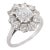 Mid Century Gia 3.30 Carat Diamond 18k White Gold Cluster Ring, Size 7.75 For Sale