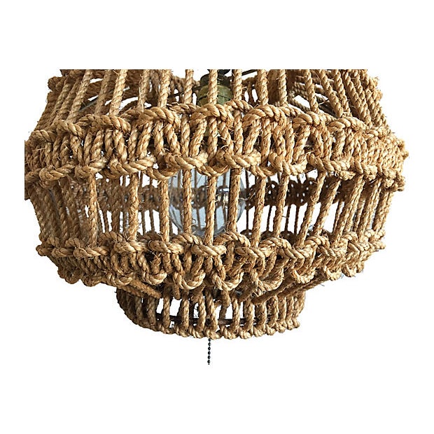 1960s Macrame Rope Pendant Light | Chairish