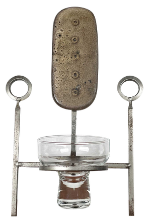 Mid-Century Brutalist Danish Pottery and Iron Wall Candleholder, 1960s