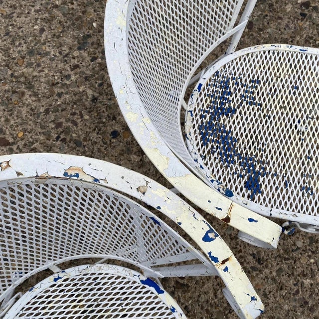 Vintage Wrought Iron Woodard Salterini Style Mid Century Patio Arm Chairs - Pair For Sale In Philadelphia - Image 6 of 10