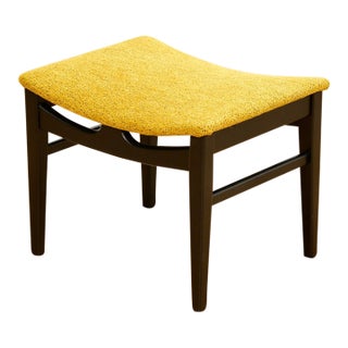 1960s Mid Century Atomic Vanity Stool in Ebony & Ochre For Sale