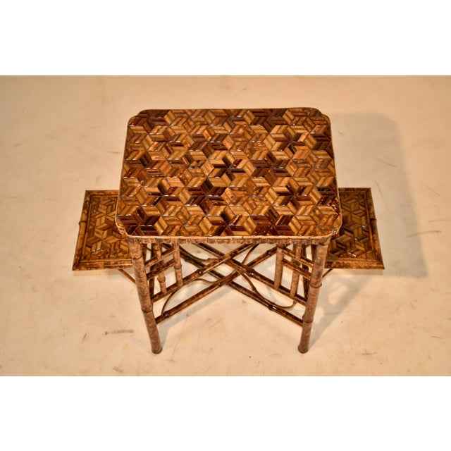 Circa 1920 English Bamboo Side Table With Side Shelves For Sale - Image 11 of 11