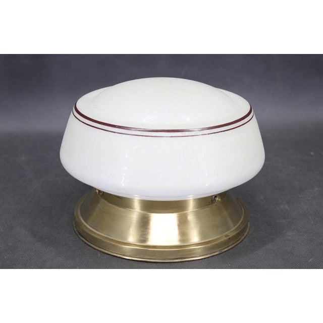 Art Deco Brass Ceiling Light with Opaline Glass Shade, Czechoslovakia, 1930s For Sale - Image 11 of 12