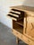 1970s In Style of Henning Kjærnulf Oak High Sideboard Credenza With Sliding Leaded Glass Doors Danish Mid-Century Modern 1970s For Sale - Image 5 of 11