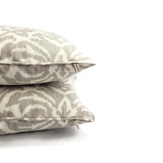 Kravet Kravet Couture Ikat Damask in Dove With Self-Welt Pillow Cover For Sale - Image 4 of 6