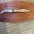 1960s Vintage Ted Arnold LTD Gold & Wood Fish Cheese Board With Knife For Sale - Image 5 of 12