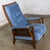 Mid to Late 20th Century Neoclassic Reclining Armchair Blue Chenille Fabric by Burris Industries For Sale - Image 4 of 18