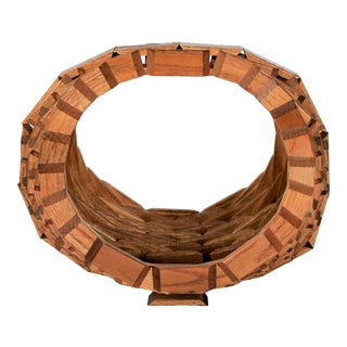 Geometrical Wood Basket For Sale